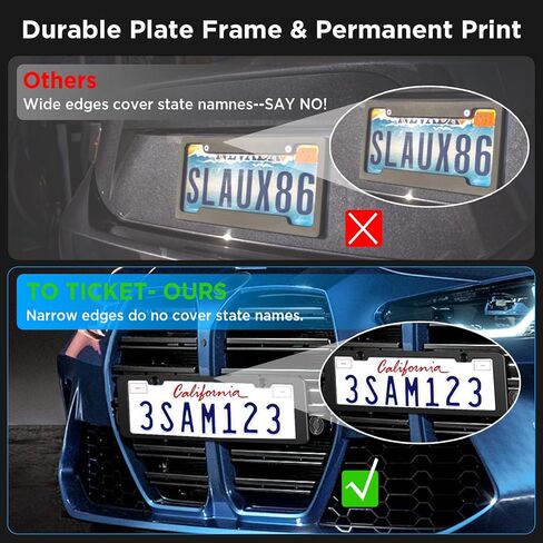 2PCS Premium License Plate Frames Matte Black Rustproof Aluminum License Plate Holder, Universal Car Protector Frame for Women and Men with Screw Caps in Saudi Arabia