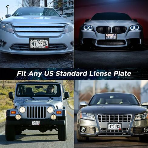 2PCS Premium License Plate Frames Matte Black Rustproof Aluminum License Plate Holder, Universal Car Protector Frame for Women and Men with Screw Caps in Saudi Arabia