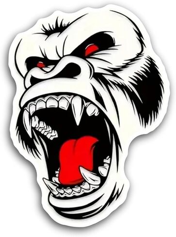 2 (Pieces) 3" and 5" Angry Gorilla Sticker, Waterproof Vinyl Decals for Many Purpose Like Cars, Trucks, Laptops, Phones, Windows and More in Kuwait