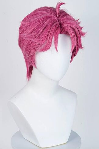Mens Cosplay Wig Anime Short Straight Wig Synthetic Hair for Halloween Costume Outfits Accessory Party (Hot Pink, Short, Straight) in Saudi Arabia