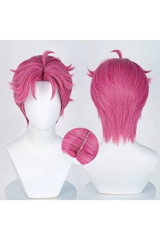 Mens Cosplay Wig Anime Short Straight Wig Synthetic Hair for Halloween Costume Outfits Accessory Party (Hot Pink, Short, Straight) in Saudi Arabia