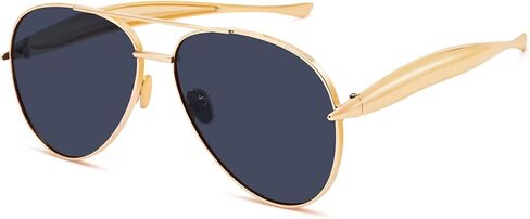 Retro Aviator Sunglasses for Women Men - Oversized 70s Vintage Trendy Gold Metal Avaitors Sun Glasses in Saudi Arabia