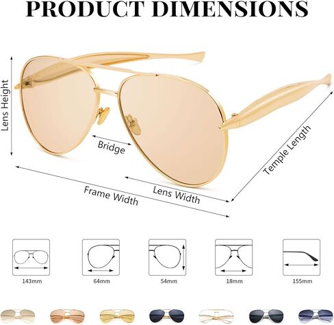 Retro Aviator Sunglasses for Women Men - Oversized 70s Vintage Trendy Gold Metal Avaitors Sun Glasses in Saudi Arabia