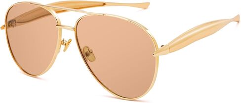 Retro Aviator Sunglasses for Women Men - Oversized 70s Vintage Trendy Gold Metal Avaitors Sun Glasses in Saudi Arabia