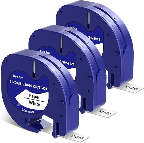 6-Pack Paper White Tape Replace for DYMO Label Maker Refills 91330, Compatible with Dymo Letratag Refills 1/2 x 13 Paper Label for Dymo LetraTag LT-100T LT-100H in Kuwait