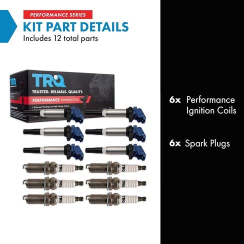 TRQ Ignition Coil and Spark Plug Kit 12 Piece Iridium Spark Plugs Compatible with 2010-2013 BMW 128i 2010-2013 328i 2010-2013 328xi 2010-2011 528i 2010 528xi 2010-2012 X3 2010 X5 2010-2011 Z4 in Saudi Arabia