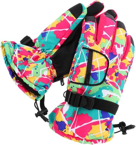 Waterproof Skiing Gloves for Women Pink Warm Outdoor Winter Gloves with Anti-Slip Sturdy Material for Skiing and Cold Weather Activities in Saudi Arabia