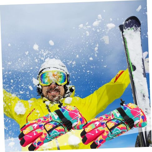 Waterproof Skiing Gloves for Women Pink Warm Outdoor Winter Gloves with Anti-Slip Sturdy Material for Skiing and Cold Weather Activities in Saudi Arabia