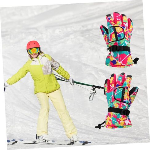 Waterproof Skiing Gloves for Women Pink Warm Outdoor Winter Gloves with Anti-Slip Sturdy Material for Skiing and Cold Weather Activities in Saudi Arabia