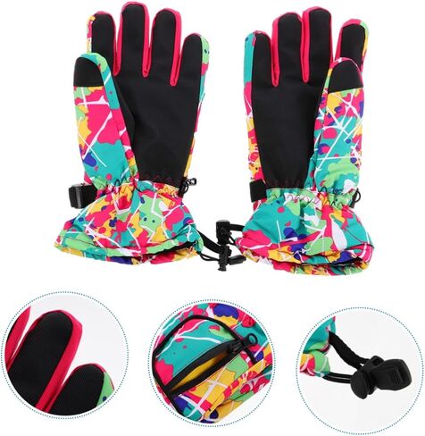 Waterproof Skiing Gloves for Women Pink Warm Outdoor Winter Gloves with Anti-Slip Sturdy Material for Skiing and Cold Weather Activities in Saudi Arabia