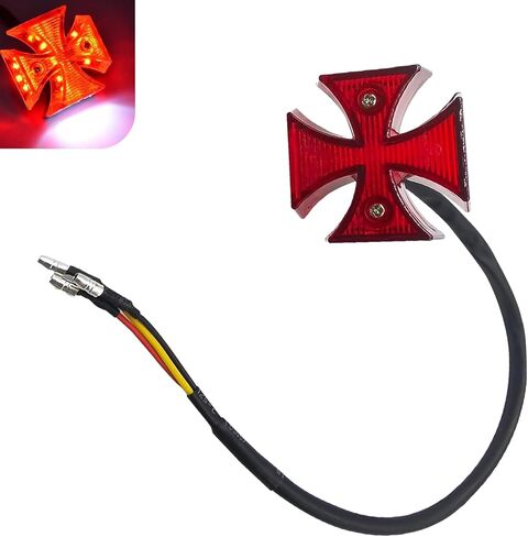 1 PC Motorcycle Brake Light, LED Cross Rear Tail Light, Watarproof Retro Cruiser Lamp Assemblies, Fit for Motorcycle, Dirt Bikes, ATVs, and UTVs(Red) in Kuwait
