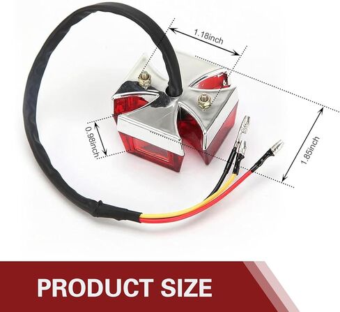 1 PC Motorcycle Brake Light, LED Cross Rear Tail Light, Watarproof Retro Cruiser Lamp Assemblies, Fit for Motorcycle, Dirt Bikes, ATVs, and UTVs(Red) in Kuwait