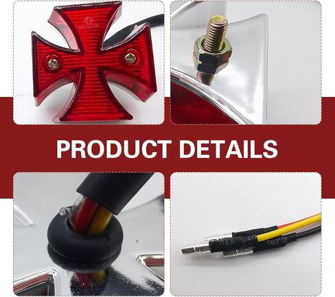1 PC Motorcycle Brake Light, LED Cross Rear Tail Light, Watarproof Retro Cruiser Lamp Assemblies, Fit for Motorcycle, Dirt Bikes, ATVs, and UTVs(Red) in Kuwait