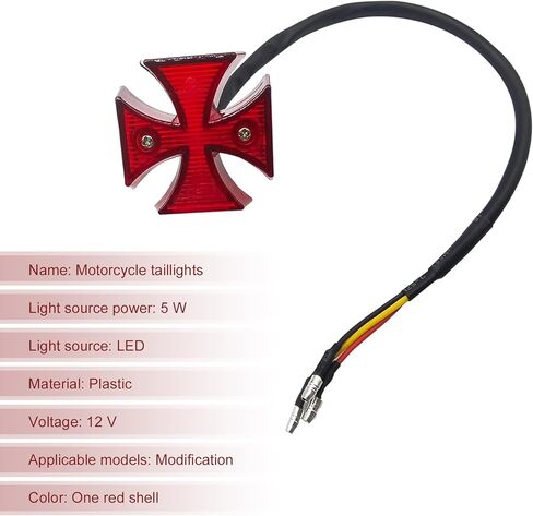 1 PC Motorcycle Brake Light, LED Cross Rear Tail Light, Watarproof Retro Cruiser Lamp Assemblies, Fit for Motorcycle, Dirt Bikes, ATVs, and UTVs(Red) in Kuwait