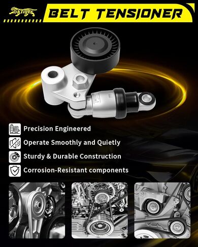 Oktiger Belt Tensioner Assembly with Pulley Fit for Hyundai Azera Santa Fe Entourage Veracruz,Fit for Kia Amanti Cadenza Sedona Sorento 2006-2018, OE# 41900436443, 252813C100,39104 in Kuwait