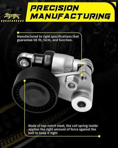 Oktiger Belt Tensioner Assembly with Pulley Fit for Hyundai Azera Santa Fe Entourage Veracruz,Fit for Kia Amanti Cadenza Sedona Sorento 2006-2018, OE# 41900436443, 252813C100,39104 in Kuwait