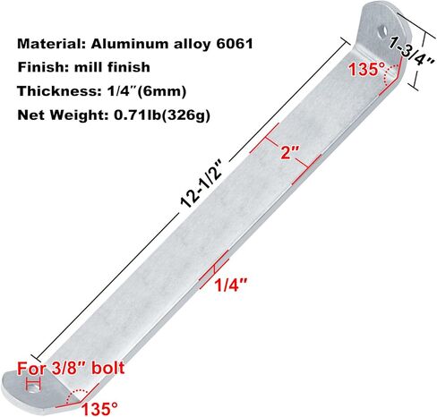 GBGS 2 Pack 15" Aluminum Boat Trailer Fender Brackets,135° Boat Trailer Bunk Support for Tandem Axle,1/4" Thick in Saudi Arabia