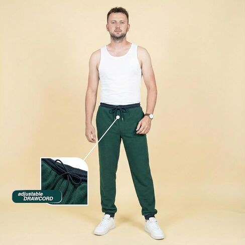 Men’s Polar Fleece Jogger Pants, 100% Polyester Warm Lounge Sweatpants with Drawstring in Saudi Arabia