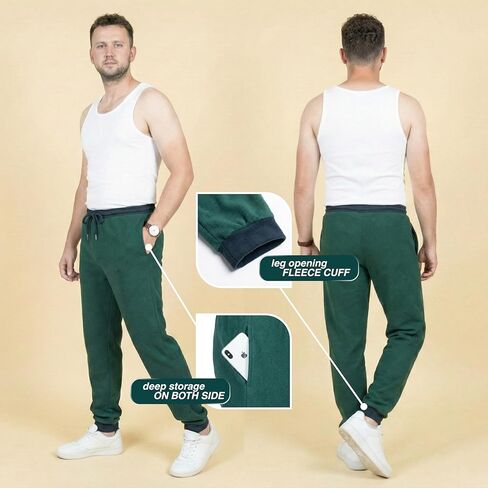 Men’s Polar Fleece Jogger Pants, 100% Polyester Warm Lounge Sweatpants with Drawstring in Saudi Arabia