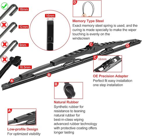 36 Inch Wiper Blade RV Pair or Motorhome rv windshield wipers 36 inch 16mm J Hook with 36"/36"(Set of 2） in Saudi Arabia