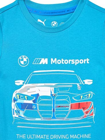 PUMA Unisex-Child BMW M Motorsport Graphic T-Shirt, Tropical Blue Car AH25, Big Kid Small in Saudi Arabia