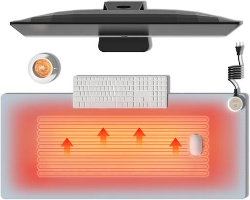وسادة ماوس ساخنة لتدفئة اليد، حصيرة مكتب مكتبية كهربائية دافئة، 31.5 بوصة × 13 بوصة، 3 مستويات للتحكم في درجة الحرارة 3 ساعات إيقاف تلقائي، مناسبة لوسادات لوحة مفاتيح الكمبيوتر في المنزل/المكاتب (أزرق) in Kuwait