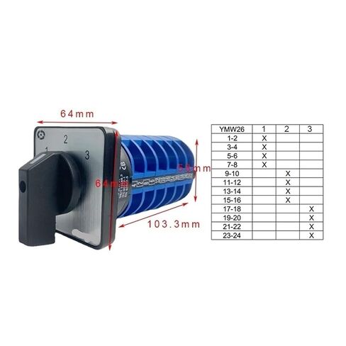 LW26-32 Electric 3 Positions Silver Contact 32A 660V 6 Poles Control Rotary Changeover Cam Switch YMW26-32/6 in Saudi Arabia