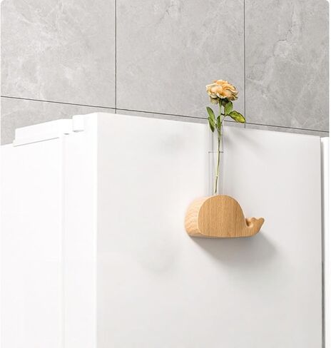 Magnetic Refrigerator Vase with Whale Base, Test Tube Design Plant Holder for Hydroponic Herbs & Flowers, Decorative Fridge Accessory for Kitchen Home in Saudi Arabia