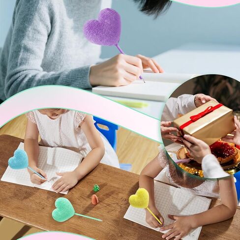 SBYURE Pom Pom Pen 6 Pack Heart Shape Fluffy Pen Fuzzy Pens for Girls Colorful Puffy Pens for Office and Party Supplies, 6 Colors in Saudi Arabia