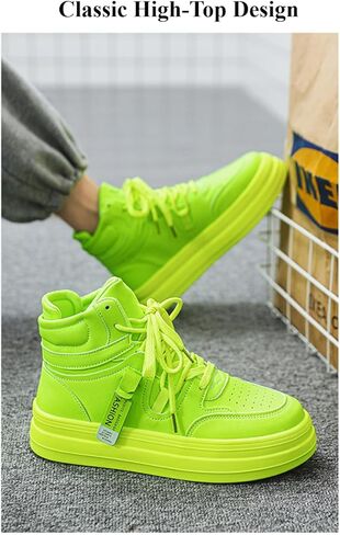Men's High Top Boots Sneakers - Fashion Lace-Up Boots,Casual Skate Shoes, Lightweight Breathable Streetwear for Comfortable Non-Slip Walking in Kuwait