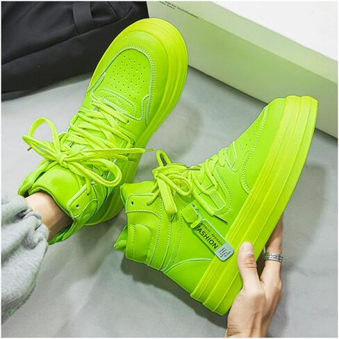 Men's High Top Boots Sneakers - Fashion Lace-Up Boots,Casual Skate Shoes, Lightweight Breathable Streetwear for Comfortable Non-Slip Walking in Kuwait