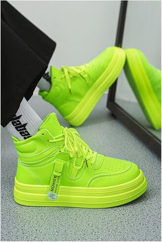 Men's High Top Boots Sneakers - Fashion Lace-Up Boots,Casual Skate Shoes, Lightweight Breathable Streetwear for Comfortable Non-Slip Walking in Kuwait