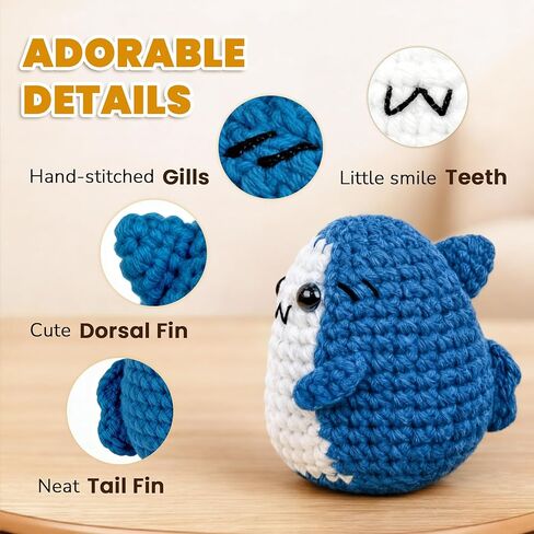 Romantic Shark Gift for Boyfriend Girlfriend, Funny Valentines Day Present for Him Her, Small Cute Crochet Shark with Heart Card in Kuwait