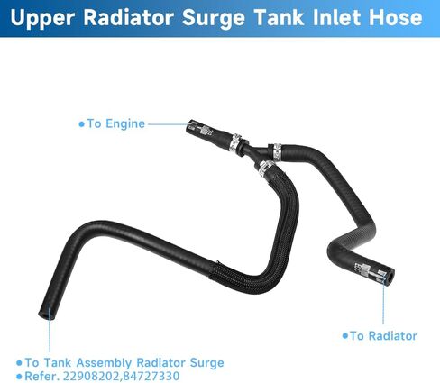 22908202 New Model Snap-on Upper Radiator Tank Inlet Hose Reservoir Hose for Cadillac ATS/CTS 2.0 2013-2018, Chevrolet 2016-2018 Camaro 4 Cyl 2.0L - Engine Coolant Overflow Recovery Tank Hose 84727330 in Saudi Arabia