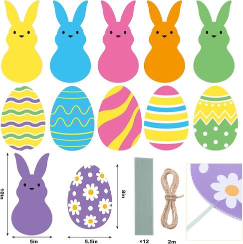 12 Pcs Easter Tree Topper Large Easter Bunny Tree Topper Bunny Decorative Tree Picks Easters Trees Ornaments Signs for Home Garden Lawn Spring Party Decor in Saudi Arabia