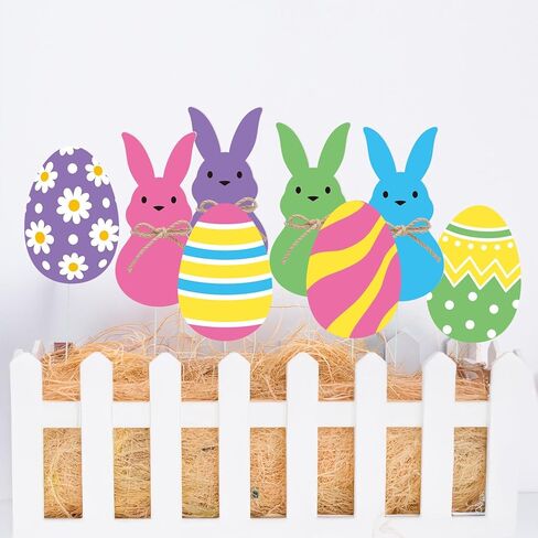 12 Pcs Easter Tree Topper Large Easter Bunny Tree Topper Bunny Decorative Tree Picks Easters Trees Ornaments Signs for Home Garden Lawn Spring Party Decor in Saudi Arabia