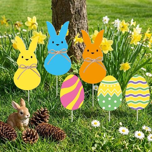 12 Pcs Easter Tree Topper Large Easter Bunny Tree Topper Bunny Decorative Tree Picks Easters Trees Ornaments Signs for Home Garden Lawn Spring Party Decor in Saudi Arabia