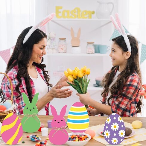 12 Pcs Easter Tree Topper Large Easter Bunny Tree Topper Bunny Decorative Tree Picks Easters Trees Ornaments Signs for Home Garden Lawn Spring Party Decor in Saudi Arabia
