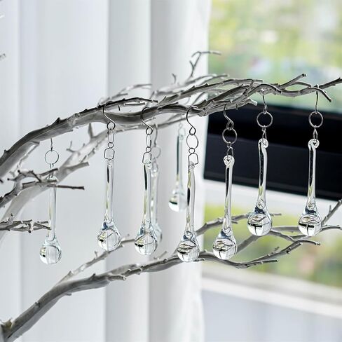 kanpura 20pcs Glass Raindrop Ornaments Glass Teardrop Hanging Ornaments Clear Chandelier Drop Pendant Decorations for Christmas Tree Winter Party Supplies (3 Inch) in Saudi Arabia