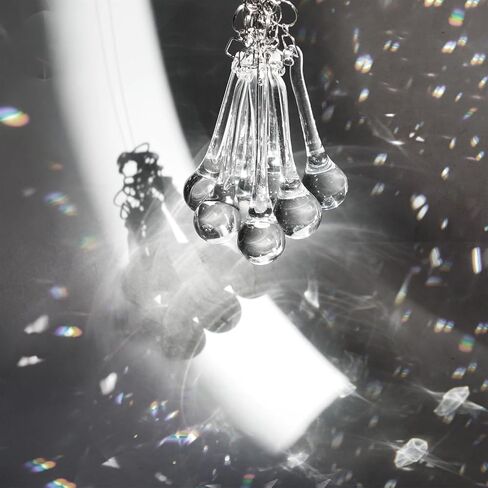 kanpura 20pcs Glass Raindrop Ornaments Glass Teardrop Hanging Ornaments Clear Chandelier Drop Pendant Decorations for Christmas Tree Winter Party Supplies (3 Inch) in Saudi Arabia
