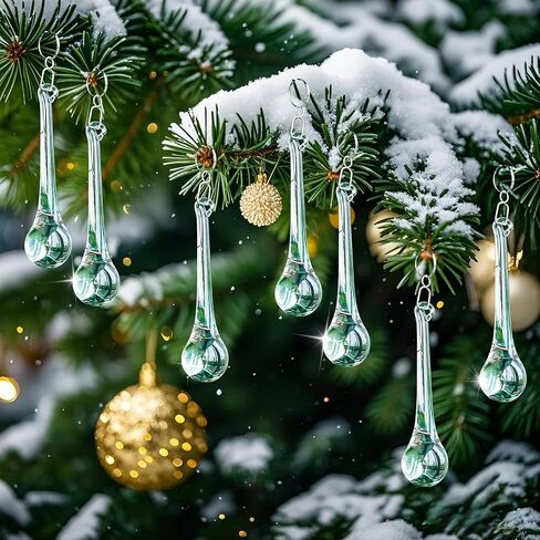 kanpura 20pcs Glass Raindrop Ornaments Glass Teardrop Hanging Ornaments Clear Chandelier Drop Pendant Decorations for Christmas Tree Winter Party Supplies (3 Inch) in Saudi Arabia
