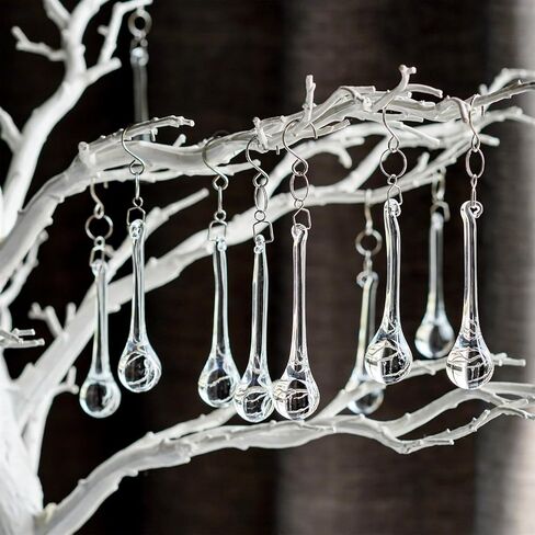 kanpura 20pcs Glass Raindrop Ornaments Glass Teardrop Hanging Ornaments Clear Chandelier Drop Pendant Decorations for Christmas Tree Winter Party Supplies (3 Inch) in Saudi Arabia
