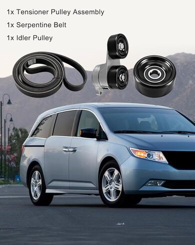 طقم محرك حزام سير السربنتين ببكرة من Tesnioner مناسب لهوندا Crosstour 2012 Pilot 2012 2015 Odyssey 2011-2017 Ridgeline 2012-2014 استبدال 39142 36112 in Kuwait