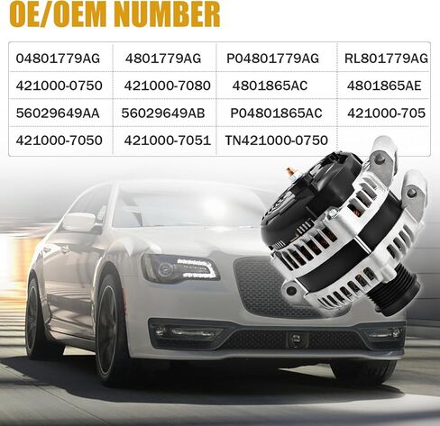 300 Amp 14V Alternator Compatible with Dodge Charger/Challenger 2011-2016 for Chrysler 300 2011-2016, for Durango 2011-2016, for Jeep Grand Cherokee 2011-2016, for Ram 1500 2016 in Kuwait