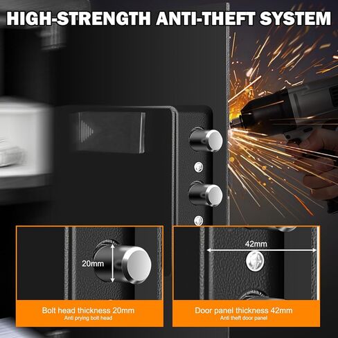 Biometric Fingerprint Safe with Quick Access & Smart LCD Monitor (Temp/Humidity/Battery). Electronic Keypad, Space-Saving Steel Security Box with Alarm, Removable Shelf & Gun Rack for Home/Office. in Kuwait