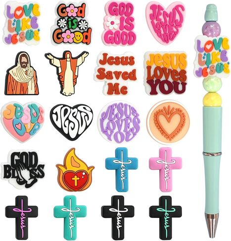 Focal Beads,Silicone Focal Beads for Pens Random Different 30 PCS Phrase Mama MOM Blessed Focal Beads Bulk Keychains Jewelry Making in Kuwait