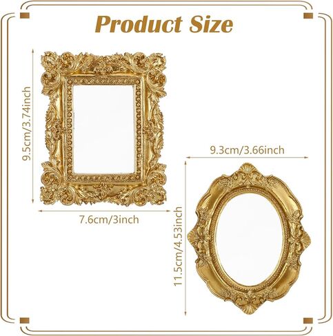 2 قطعة إطارات ذهبية صغيرة، 4.53 * 3.66 و 3.74 * 3 بوصة إطارات صور صغيرة عتيقة، مجموعة إطار حائط معرض صغير للديكور الفني العتيق، إطار معلق صغير يمكنك صنعه بنفسك، دعامات التقاط الصور لديكور المنزل in Saudi Arabia
