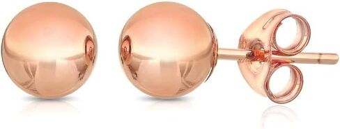 925 Sterling Silver Ball Stud Earrings- Butterfly Backings 3mm-12mm Silver Yellow or Rose in Saudi Arabia