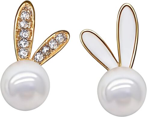 Cute Bunny Rabbit Easter Earrings for Women, Trendy Statement Bunny Pearl Stud Earrings, Easter Outfits & Shirt Accessories for Women in Saudi Arabia