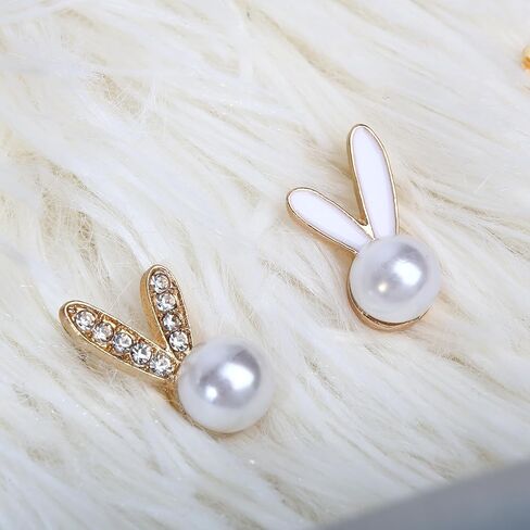 Cute Bunny Rabbit Easter Earrings for Women, Trendy Statement Bunny Pearl Stud Earrings, Easter Outfits & Shirt Accessories for Women in Saudi Arabia